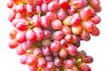 fresh red grape with water drop isolated