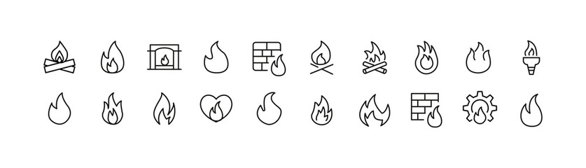 Premium pack of fire line icons.