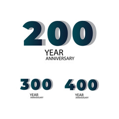 Set Year Anniversary Vector Template Design Illustration Blue Elegant White Background