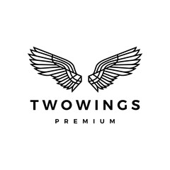 two wings line outline monoline logo vector icon illustration