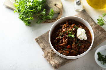 Healthy homemade red bean ragout with vegetables