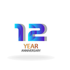 Year Anniversary Vector Template Design Illustration Blue Elegant White Background
