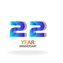Year Anniversary Vector Template Design Illustration Blue Elegant White Background