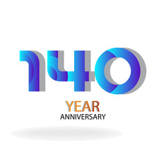 Year Anniversary Vector Template Design Illustration Blue Elegant White Background