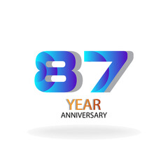 Year Anniversary Vector Template Design Illustration Blue Elegant White Background