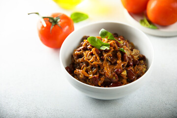 Healthy homemade red bean ragout with vegetables