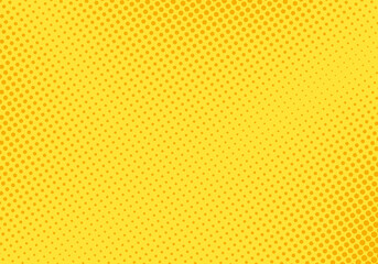 Obraz premium Pop art pattern. Halftone comic background. Yellow dotted print. Cartoon retro texture. Vector illustration. Duotone wallpaper with half tone effect. Gradient design. Anime banner.
