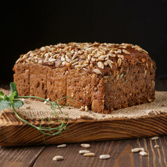 Bread on a black background