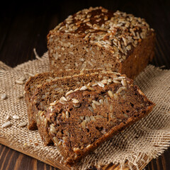 Bread on a black background