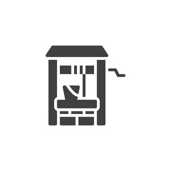 Fototapeta premium Water well vector icon. filled flat sign for mobile concept and web design. Well and water bucket glyph icon. Symbol, logo illustration. Vector graphics