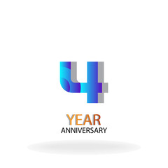 Year Anniversary Vector Template Design Illustration Blue Elegant White Background