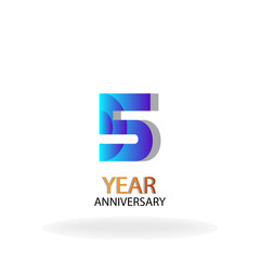 Year Anniversary Vector Template Design Illustration Blue Elegant White Background