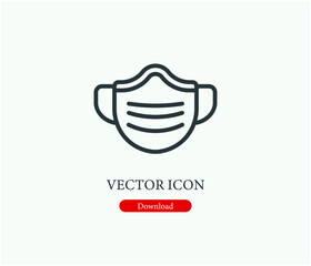 Mask vector icon. Editable stroke. Symbol in Line Art Style for Design, Presentation, Website or Apps Elements, Logo. Pixel vector graphics - Vector
