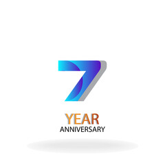 Year Anniversary Vector Template Design Illustration Blue Elegant White Background