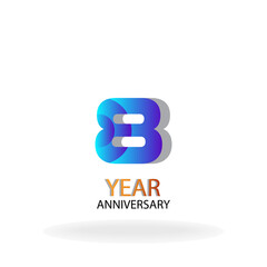 Year Anniversary Vector Template Design Illustration Blue Elegant White Background