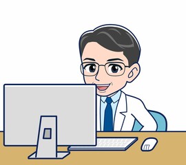 白衣を着た研究員の男性