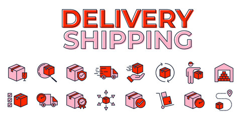 Set of Delivery logistics icon. shipping pack symbol template for graphic and web design collection logo vector illustration