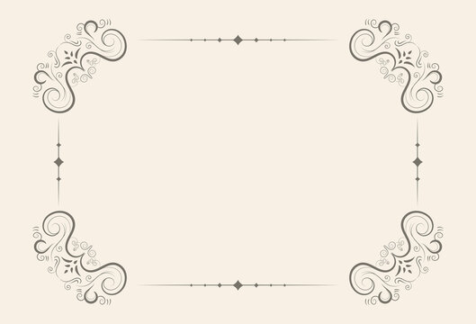 Calligraphic Decorative frame rectangular background with Ornamental golden design, vintage border frame, Vector