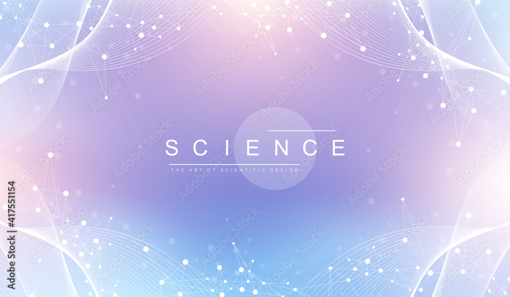 Poster expansion of life. colorful explosion background with connected line and dots, wave flow. visualizat