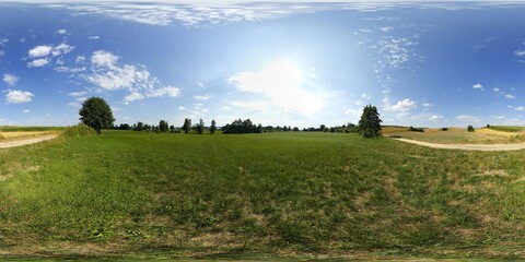 Fototapeta na wymiar European village fields HDRI Panorama