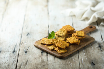 Fototapeta na wymiar Organic homemade crackers with seeds