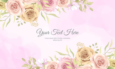 Soft color rose flower frame with editable text