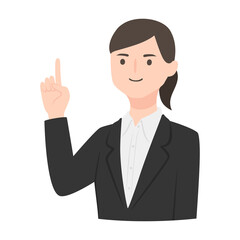 スーツ姿の会社員の女性。指差している若い女性のイラスト。