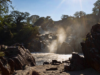 The cascade of Ruacana Falls lies on the border of Namibia and Botswana.