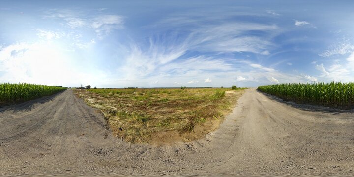 Countryside Village HDRI landscape, 360 degree panorama