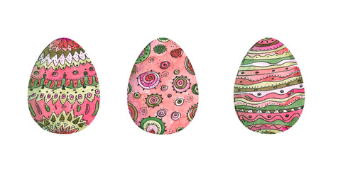 Watercolor bright easter eggs, Happy Easter wreath, frames, easter eggs. Suitable for greeting cards, easter cards, first communion, baptism, church clipart