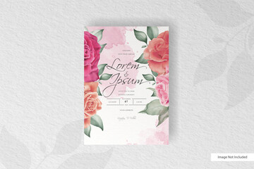 Simple Wedding invitation card template with beautiful floral arrangement