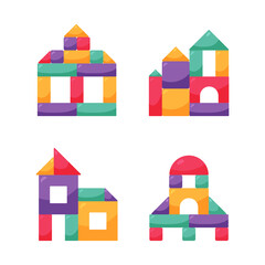 Set wooden color cubes toy. Building blocks for kids. Children constructor.