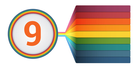 Fototapeta premium Template for Infographics 9 positions. Colourful numbered strips with prospect. Infographic.