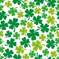 St.Patrick 's Day. Seamless pattern with celtic clovers. Hand drawn botanical background in flat style.