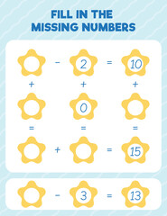 Fill in the missing numbers. Printable maths worksheet practice page. Count and write.