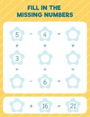 Fill in the missing numbers. Printable maths worksheet practice page. Count and write.