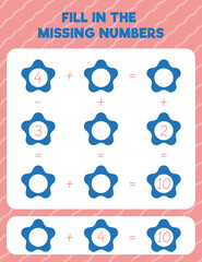 Fill in the missing numbers. Printable maths worksheet practice page. Count and write.