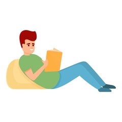 Learning boy icon. Cartoon of learning boy vector icon for web design isolated on white background