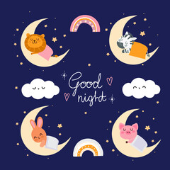 good night animal kids set