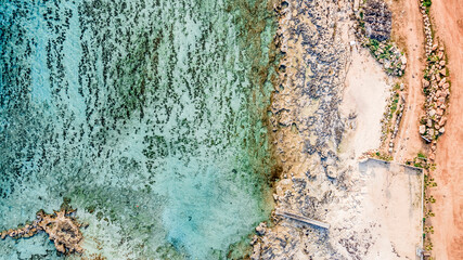 Landscape of wild beach from above 