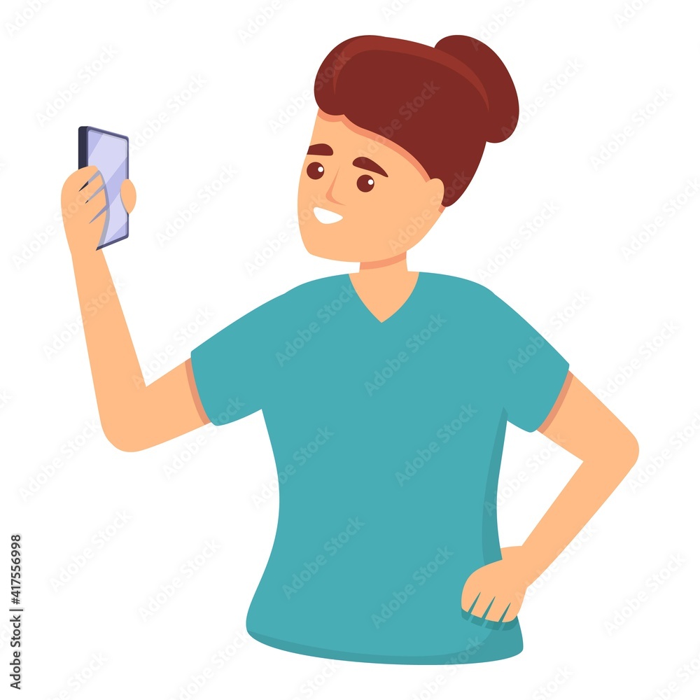 Poster smart using smartphone icon. cartoon of smart using smartphone vector icon for web design isolated o