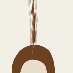 Minimalist wall art with simple shapes. Aesthetic vector illustration of warm brown tones.