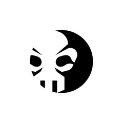 Skull head black bones character.
