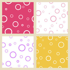 Set of geometric vector seamless patterns. Decorative texture with colored circles and a bubble.