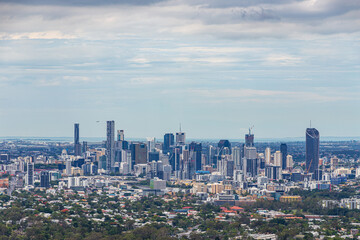 Brisbane from Mount Coot-Tha under heavy cloud cover