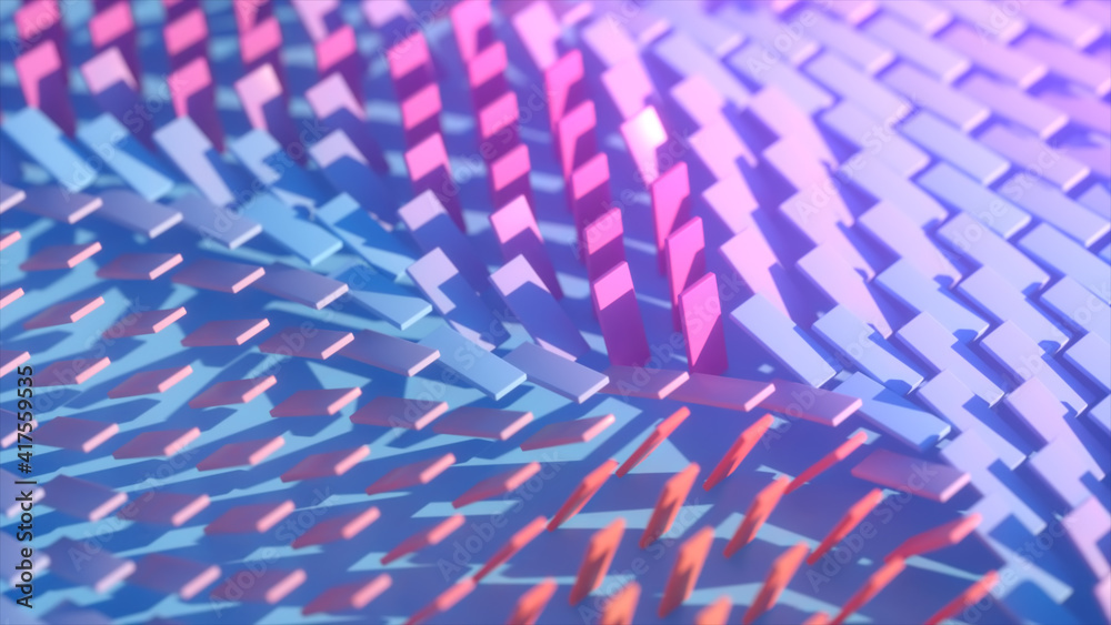 Poster abstract background of colorful rotating rectangles. the color changes depending on the angle of rot