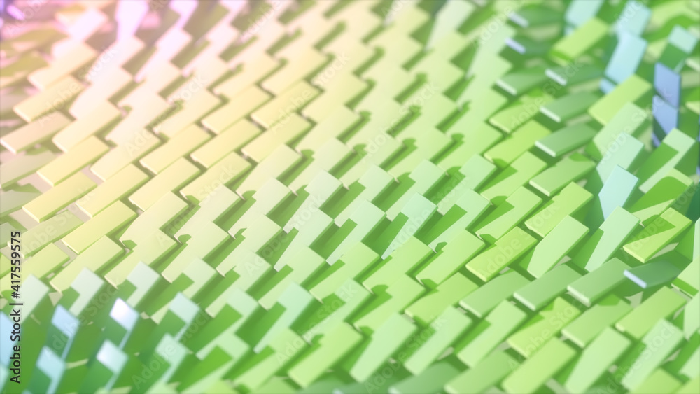 Poster abstract background of colorful rotating rectangles. the color changes depending on the angle of rot