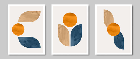 Set of trendy contemporary abstract creative minimalist  compositions for wall decoration, 