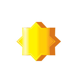 Gold octagonal star. Pixel art 8-bit style. Isolated vector illustration. Design for stickers, logo, mobile app.