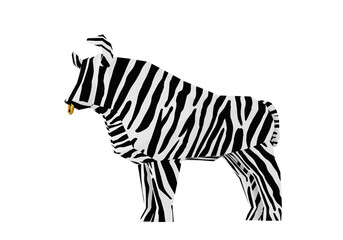 Fototapeta na wymiar Low poly Black-and-white Striped Bull, 3d render